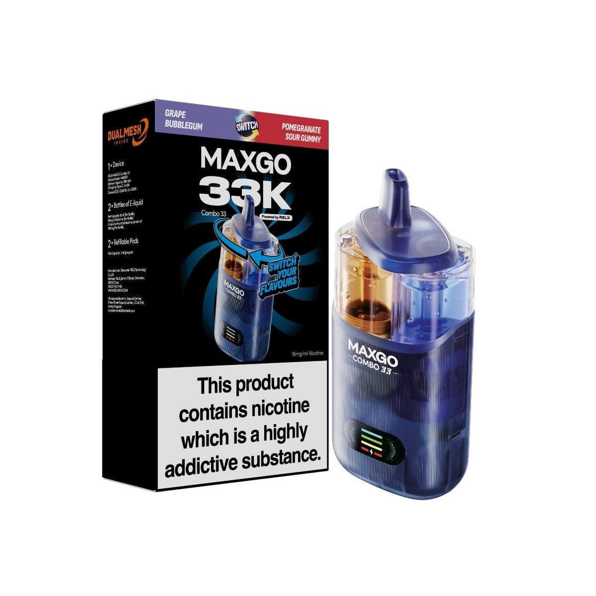 RELX MAXGO Combo 33 | Grape Bubblegum / Pomegranate Sour Gummy